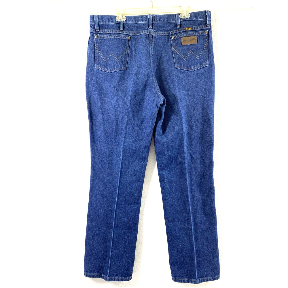 Wrangler Jeans Mens 38 x 31.5 Slim Fit Dark Wash Denim 36MWZ Cowboy Casual - Picture 2 of 11